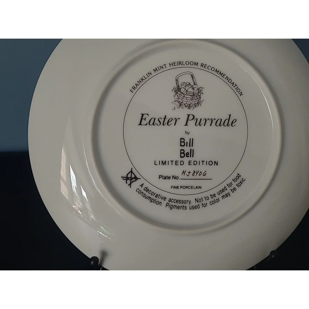 Franklin Mint Collector Plate Cat Easter Purrade Heirloom Ltd Edition B. Bell‎